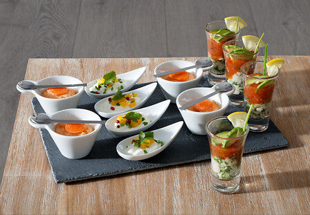 Set aperitiv 17 piese cu platou din ardezie, L 32 cm