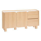 Bufet cu 2 sertare si 2 usi, aspect lemn, blat efect marmura, L 160,5 cm