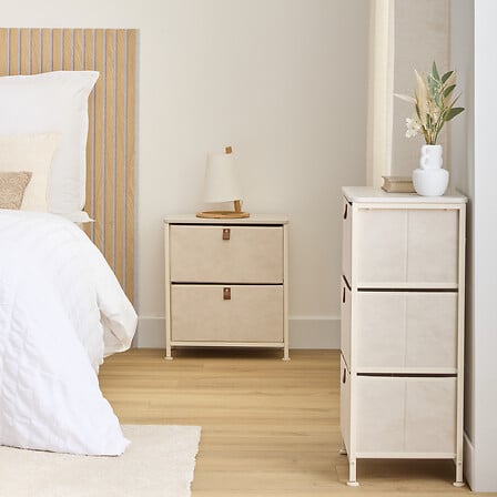Mobilier depozitare, 2 drawers bedside beige tissa - Five
