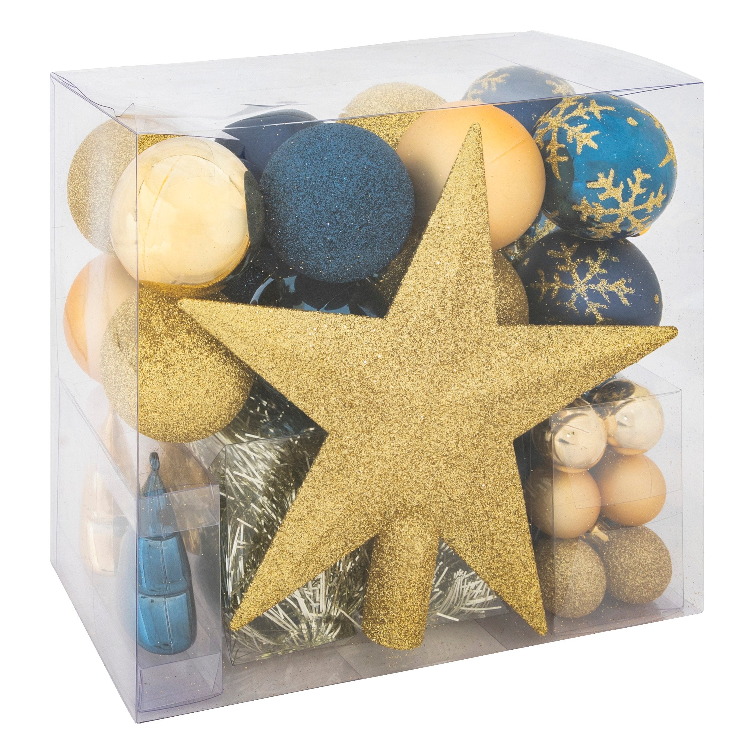 Set 44 piese decor brad, auriu si albastru | Atmosphera