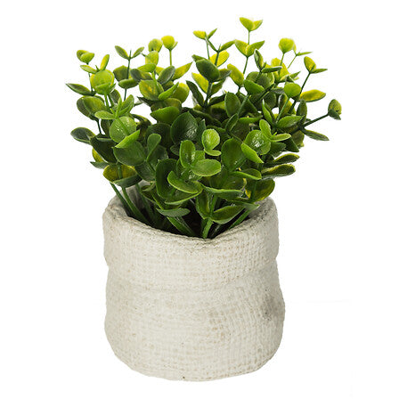 Planta artificiala mica in ghiveci din beton, modele asortate, H 14 cm