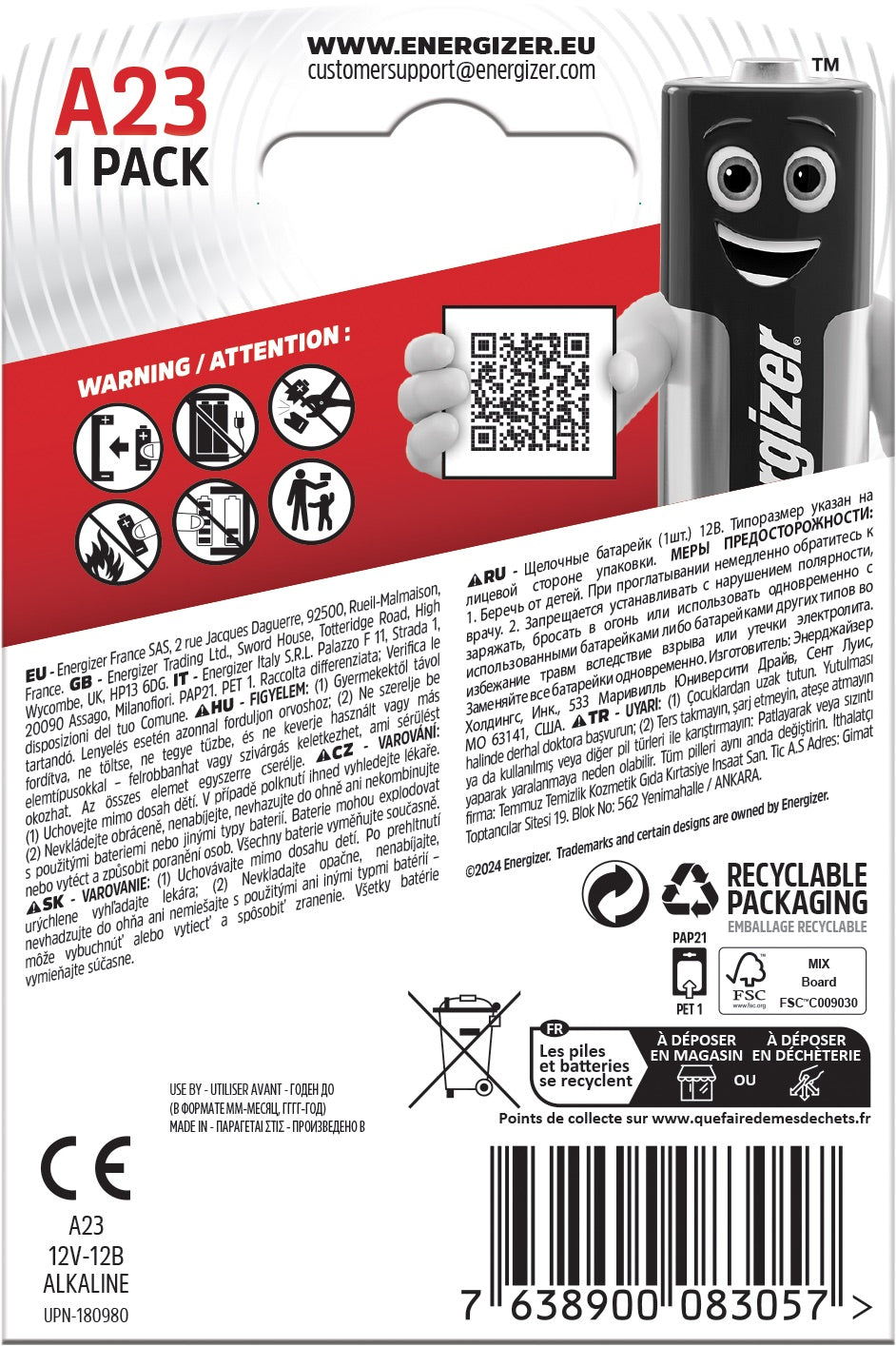 Baterie Speciala Energizer LR-V08 -A23 12V/1BP