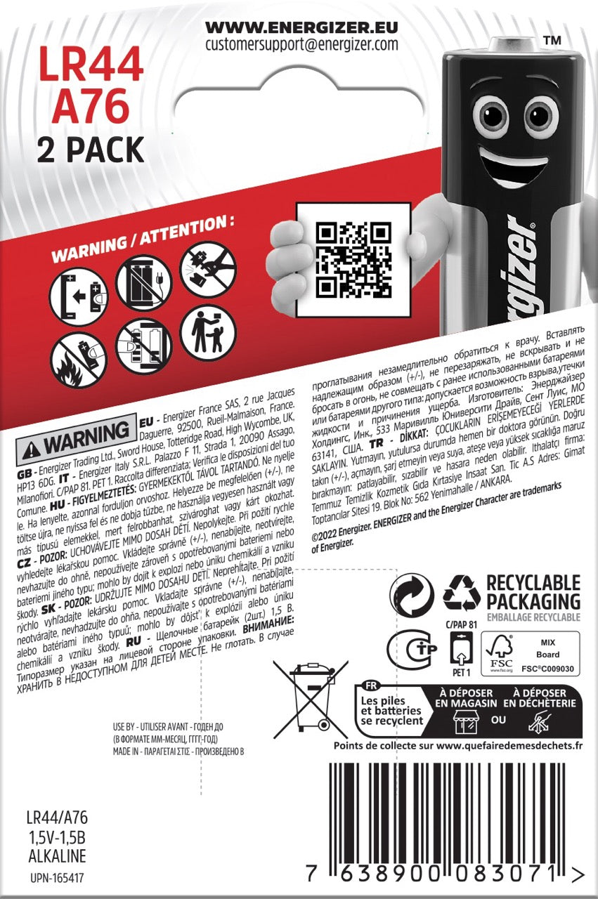 Baterie Speciala Energizer Alkaline AG13 LR44/A76 FSB2