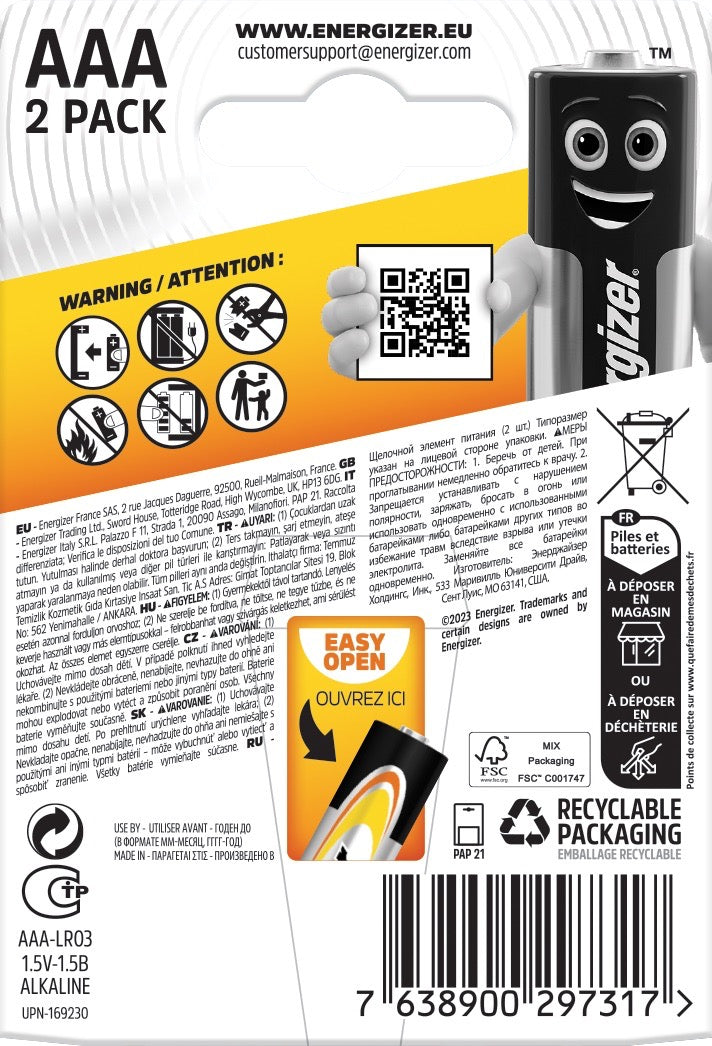 Baterie Energizer Alkaline Power E92 LR03/2BP