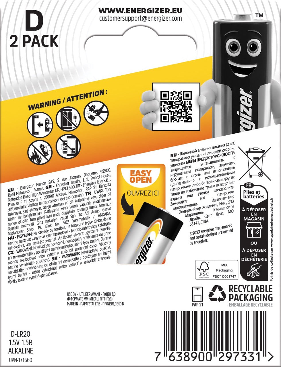 Baterie Energizer Alkaline E95 LR20/2BP