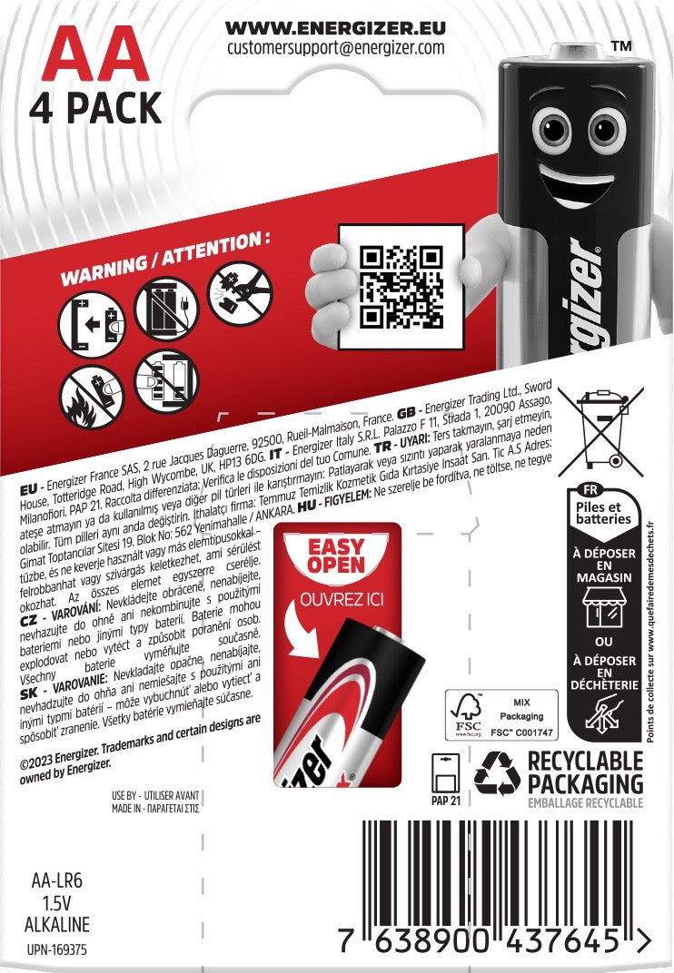 Baterie Energizer MAX Alkaline Power E 91 LR6/4BP