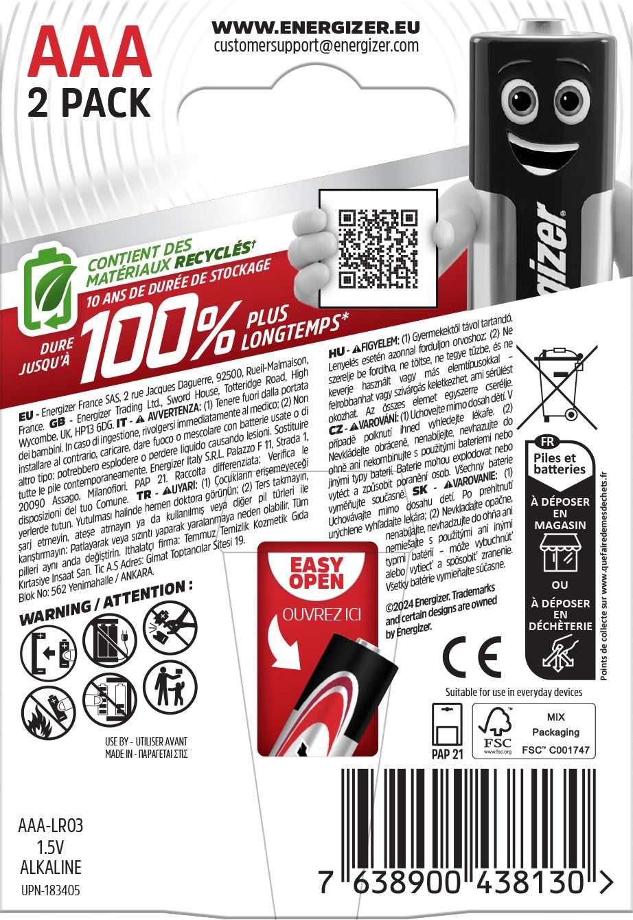Baterie Energizer MAX Alkaline Power E92 LR3/2BP