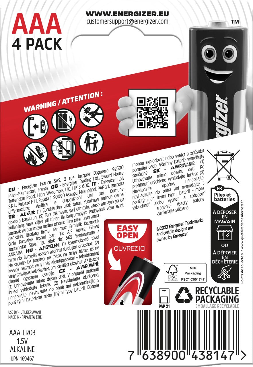 Baterie Energizer MAX Alkaline Power E92 LR03/4BP