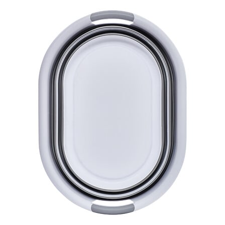 Cos de rufe extensibil din plastic, alb si gri, 21 l