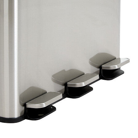 Cos de gunoi cu 3 compartimente pentru reciclare, otel inoxidabil, 3 x 18 l