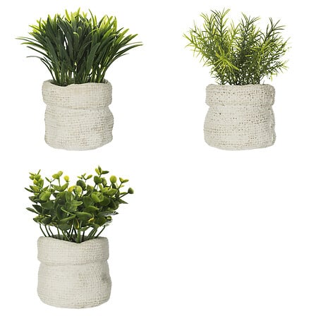 Planta artificiala mica in ghiveci din beton, modele asortate, H 14 cm