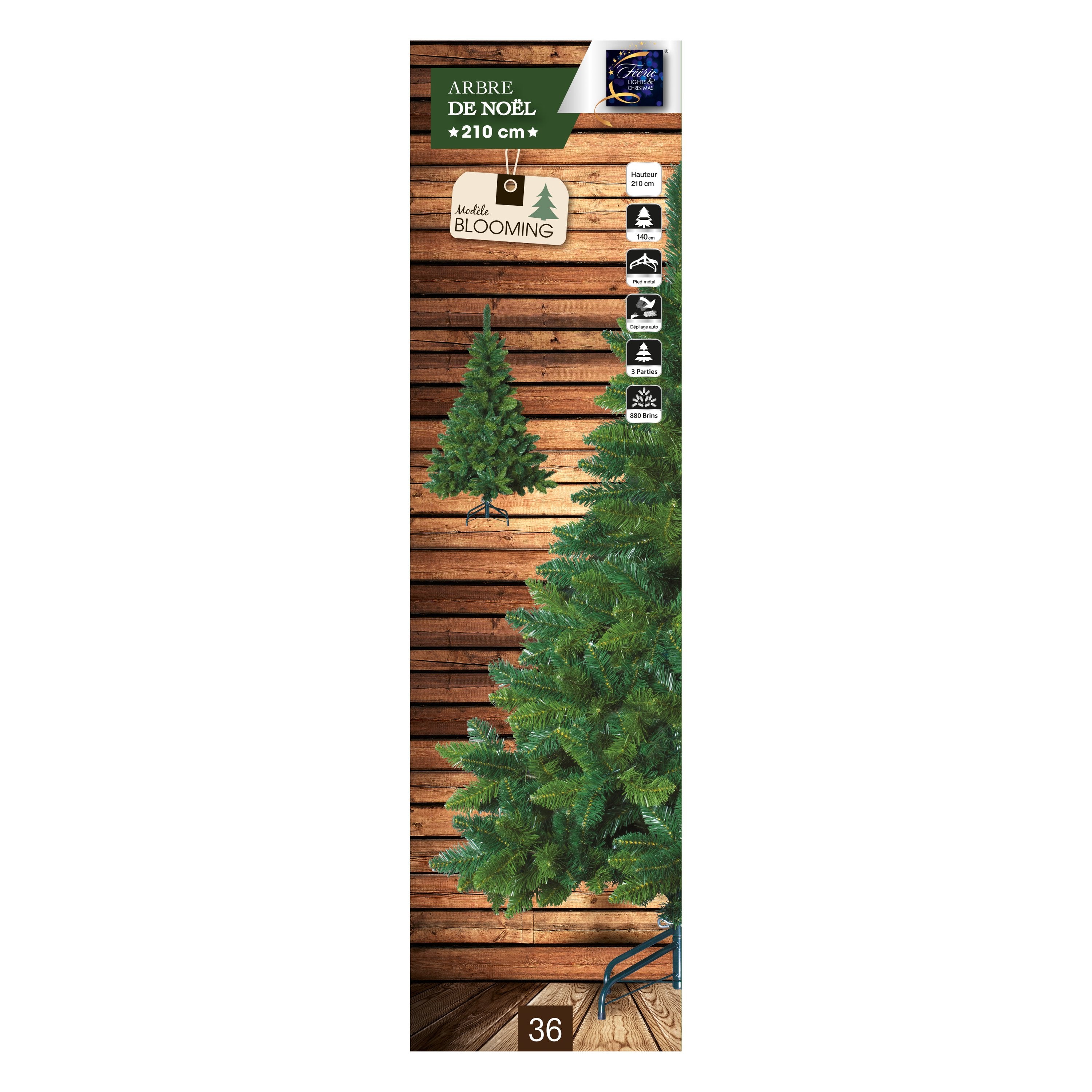 Brad artificial inflorit, verde, H 210 cm | Feeric
