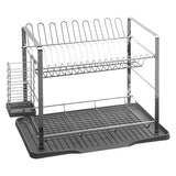 Scurgator de vase pe 2 niveluri, metal si polipropilena, gri, L 48 cm