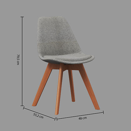 Scaun dining Baya,gri,lemn/textil vintage-Atmosphera