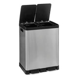 Cos de gunoi cu 2 compartimente si pedala, pentru reciclare, otel inoxidabil, 2 x 30 l