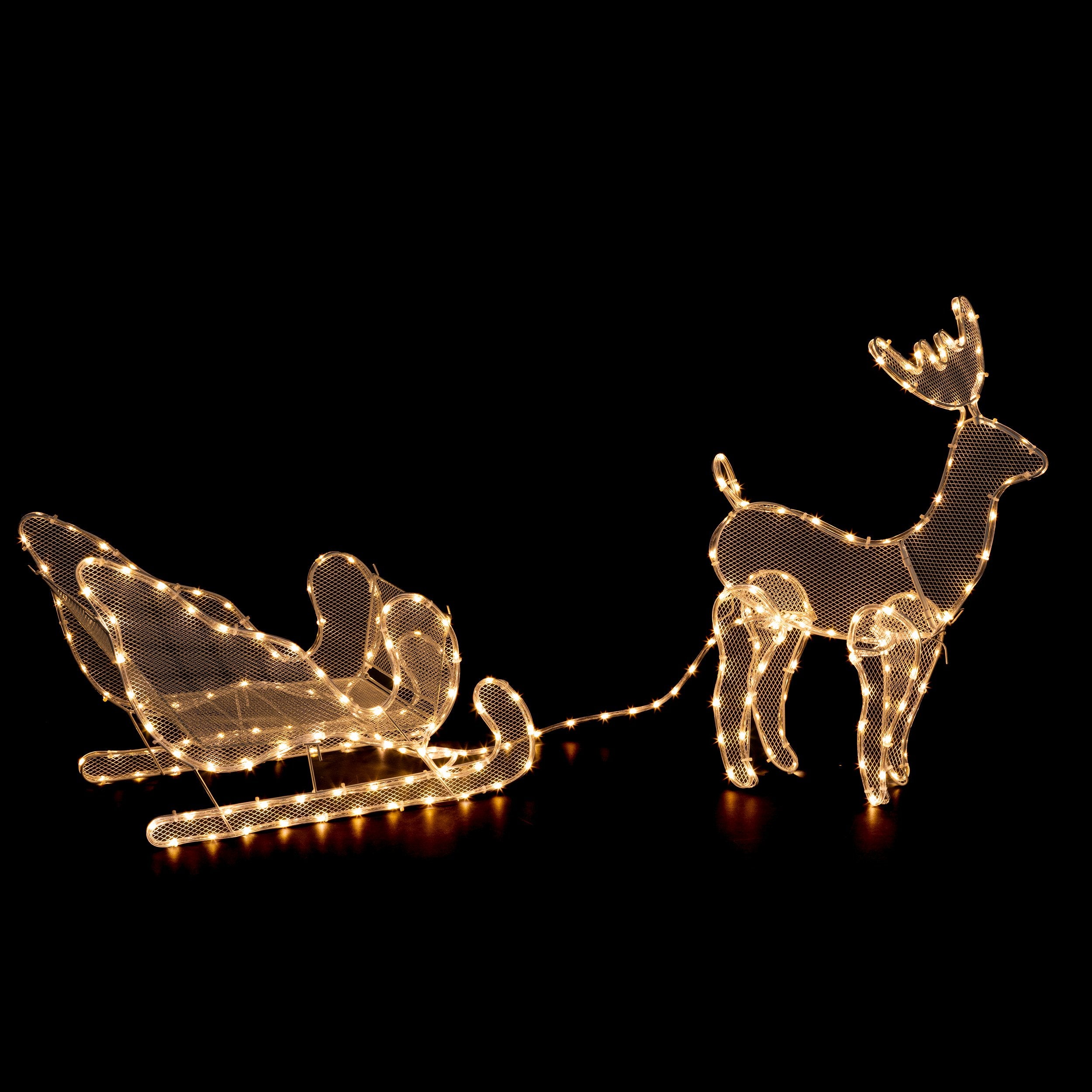Sanie cu ren luminos 240 LED, exterior, L 154 cm | Feeric