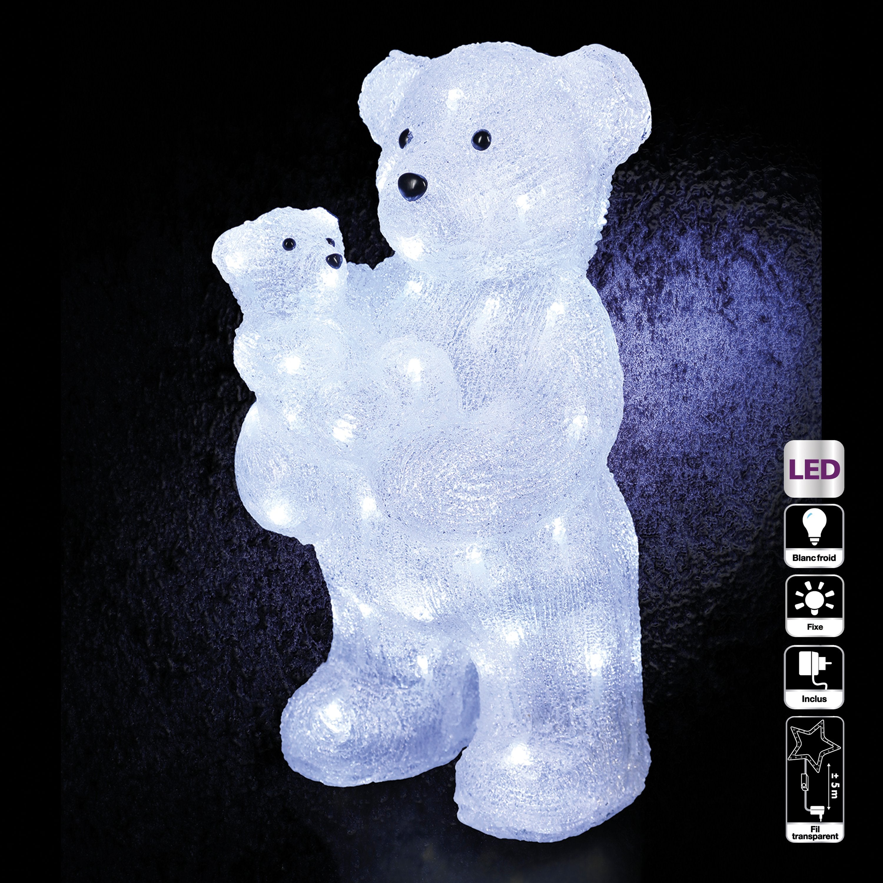 Ursi mama si pui luminosi 56 LED, exterior | Feeric
