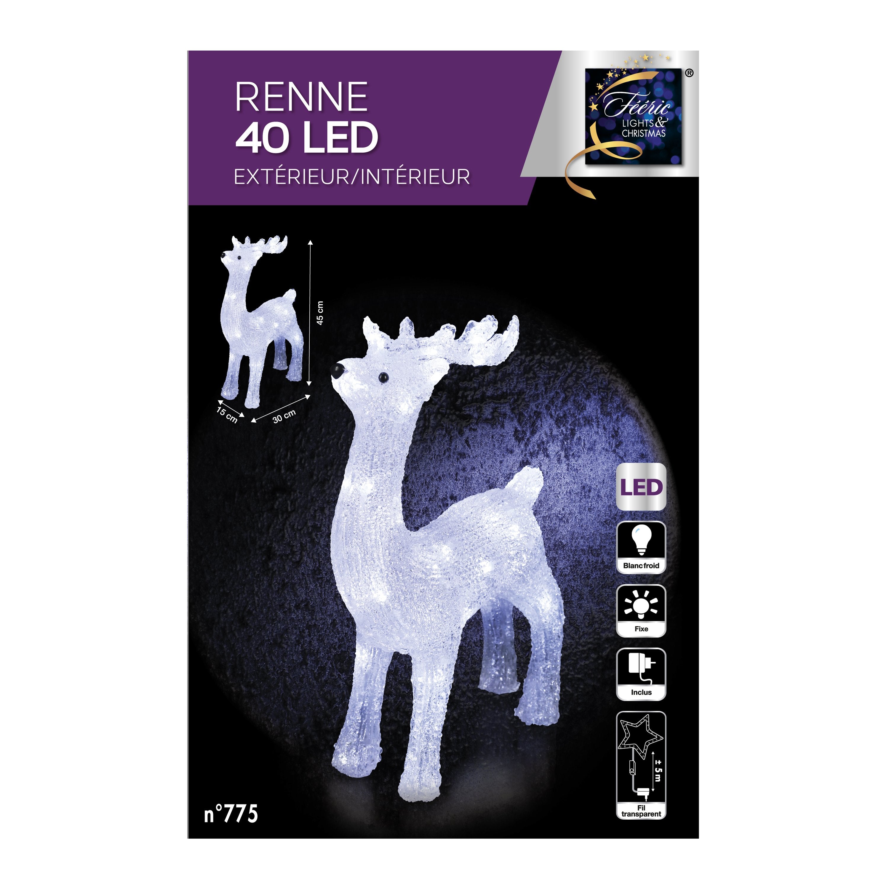 Silueta ren luminos 40 LED, exterior, H 45 cm | Feeric