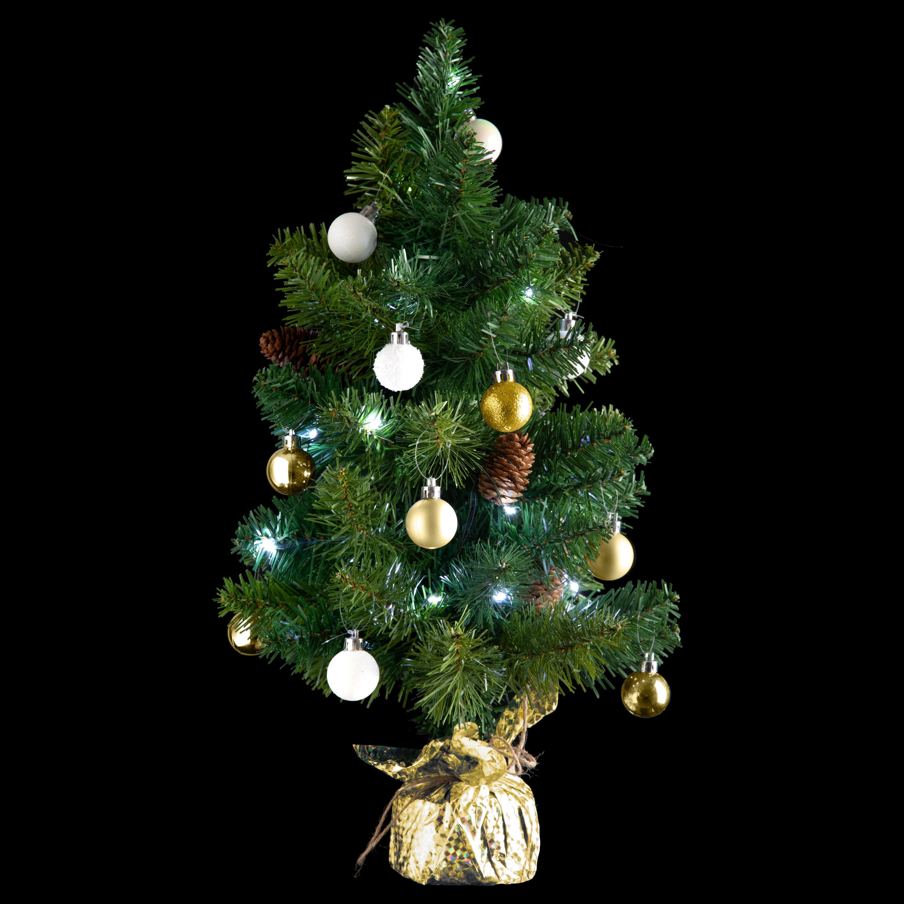 Brad decorat 50 cm cu ghirlanda 20 LED | Feeric