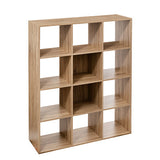 Etajera cu 16 compartimente, aspect stejar, L 102 x D 32 x H 135,5 cm