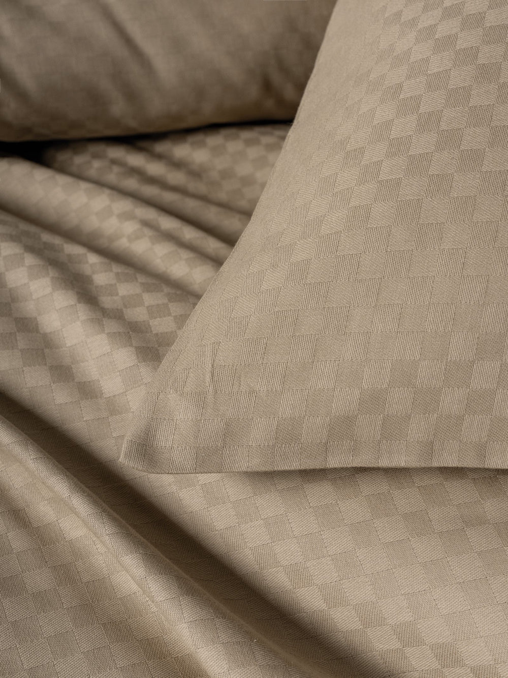 Lenjerie de Pat 2 Persoane Ranforce Plaid Vizon