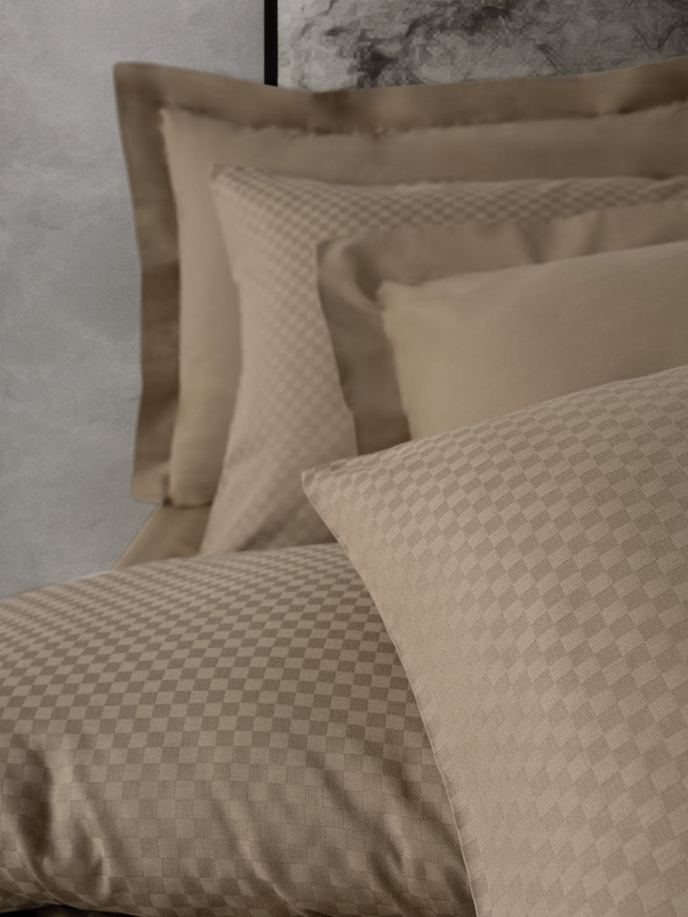 Lenjerie de Pat 2 Persoane Ranforce Plaid Vizon
