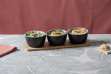 Platou aperitive din ceramica cu model floral, set 4 piese, L 30 cm