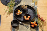 Platou aperitive rotund cu 5 boluri, negru, set 6 piese, D 34 cm