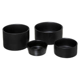 Platou rotund din bambus cu 4 boluri ceramice negre, set 5 piese, D 33 cm