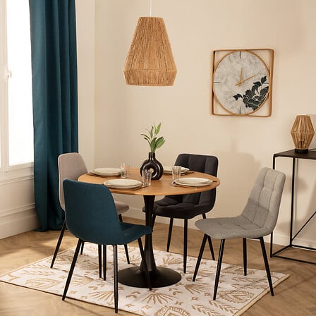 Scaun dining Sirac, gri deschis/negru ,textil- Atmosphera