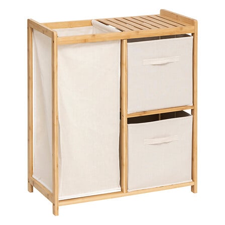 Etajera din bambus cu 2 cosuri de depozitare, bej, H 78,5 cm