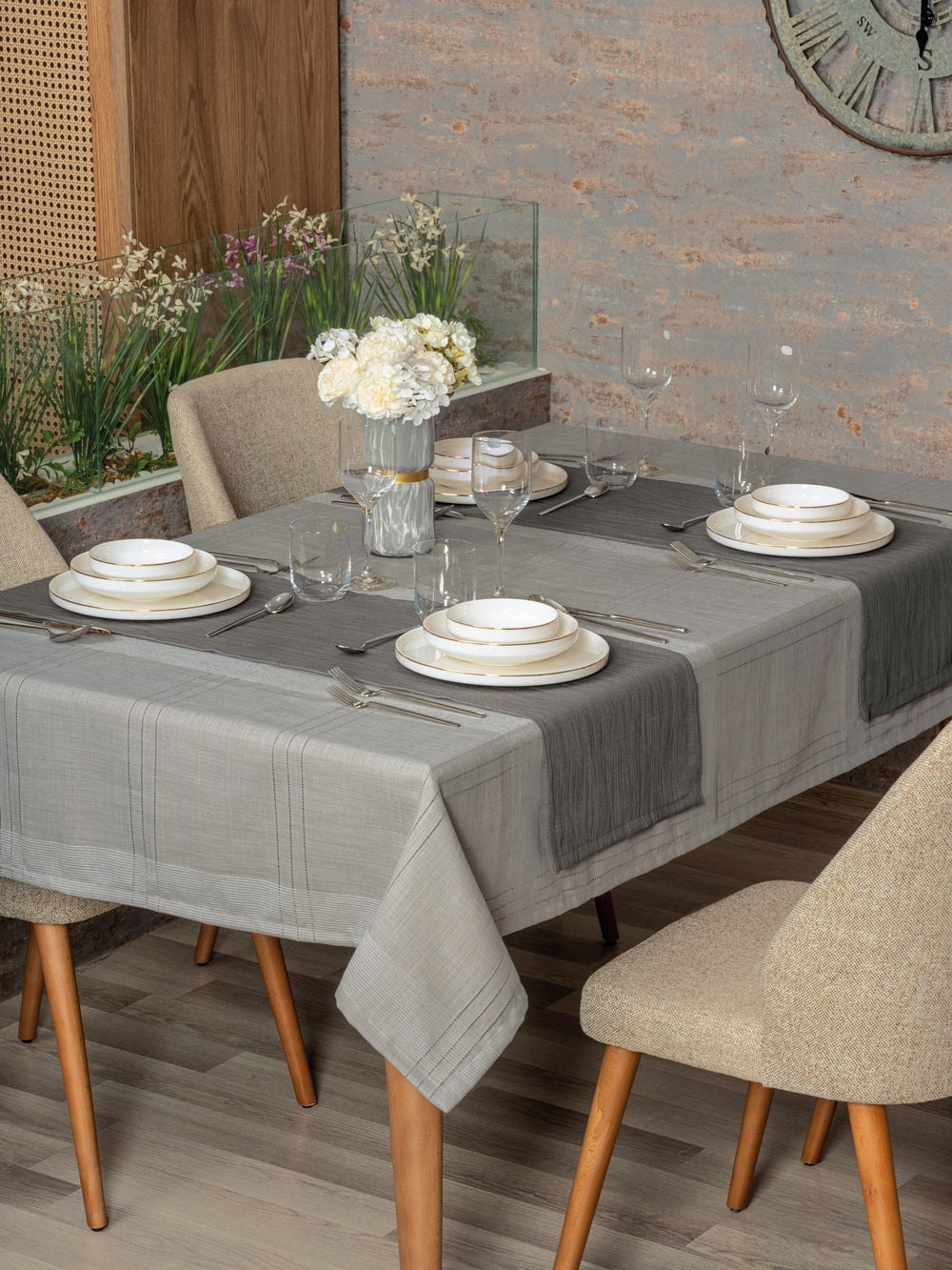 Set Fata de Masa Antique Jasmine Gri