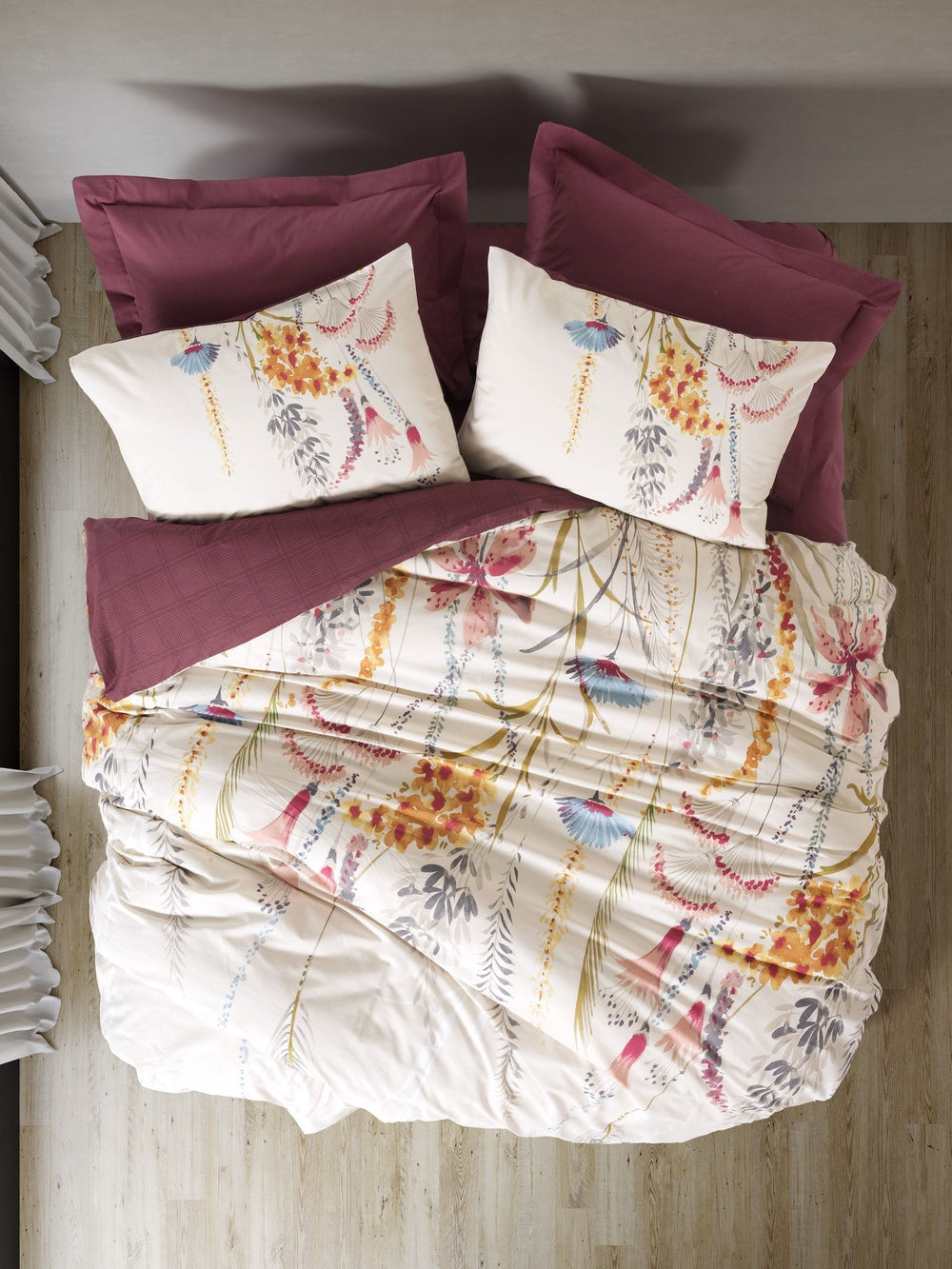 Lenjerie de Pat 2 Persoane Flos Bordo