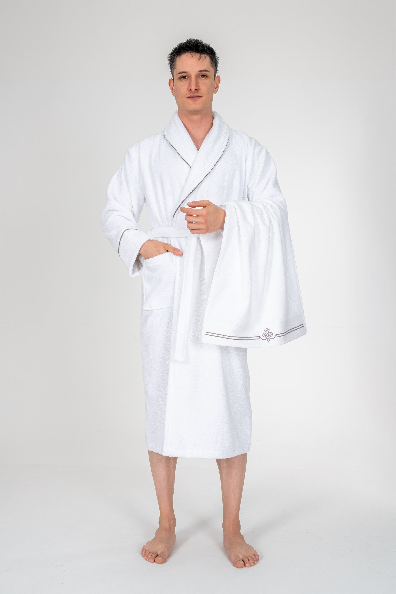 Set Halat de Baie Classic Guher Alb Barbati L/XL