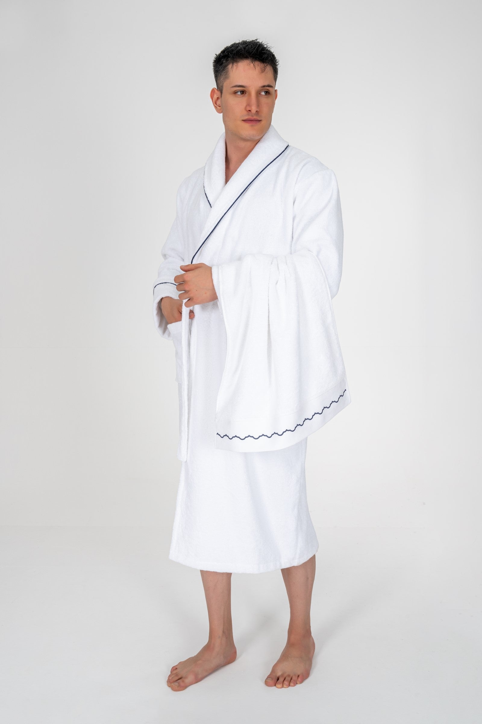 Set Halat de Baie Classic Josina Alb Barbati L/XL