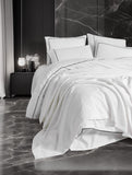 Lenjerie de Pat 2 Persoane cu Pique Classic Trusou Mahur Alb