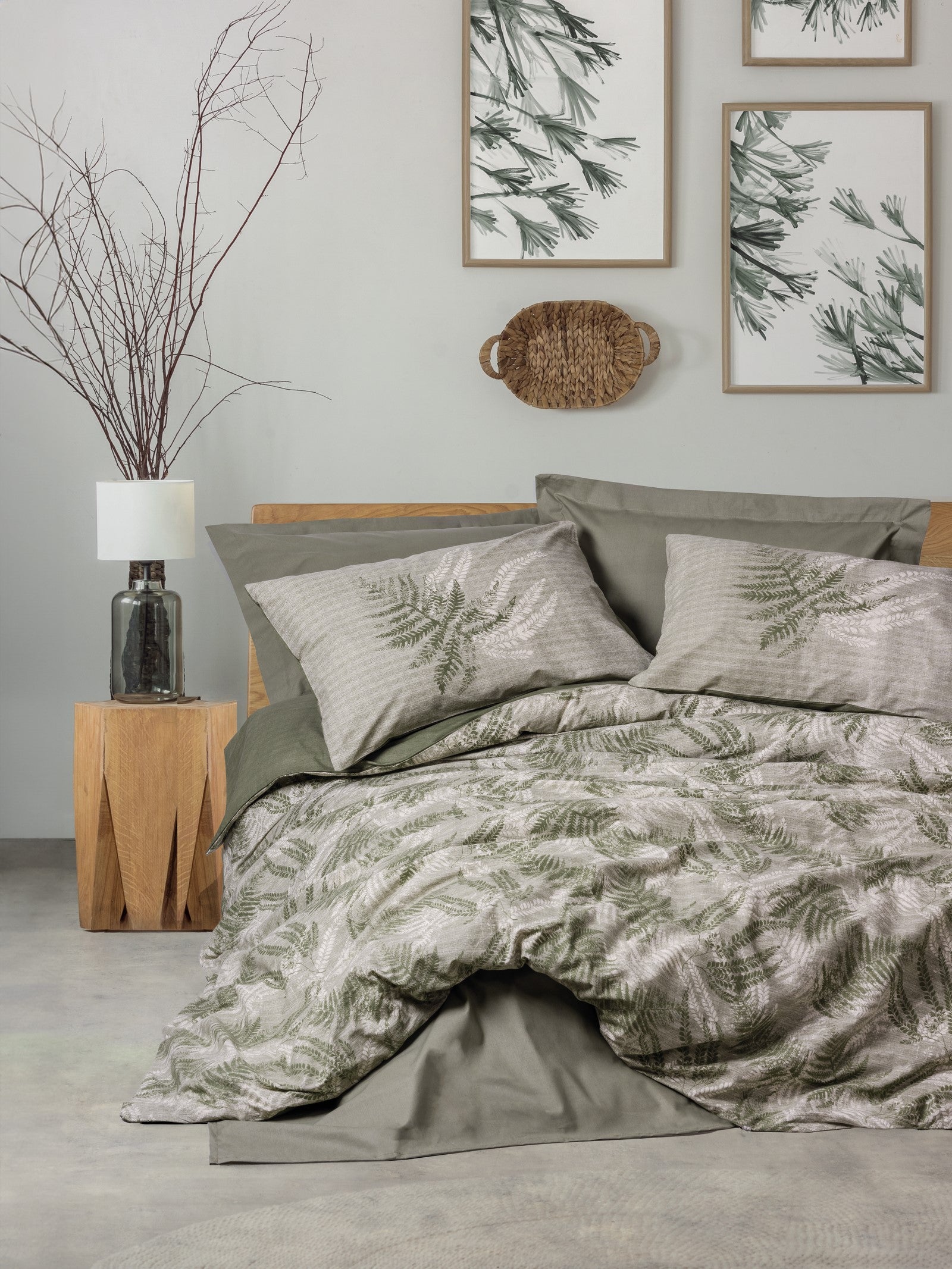 Lenjerie de Pat 2 Persoane Dual Frond Kaki