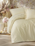 Lenjerie de Pat 2 Persoane din Satin Elegant Bej
