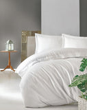 Lenjerie de Pat 2 Persoane din Satin Elegant Alb