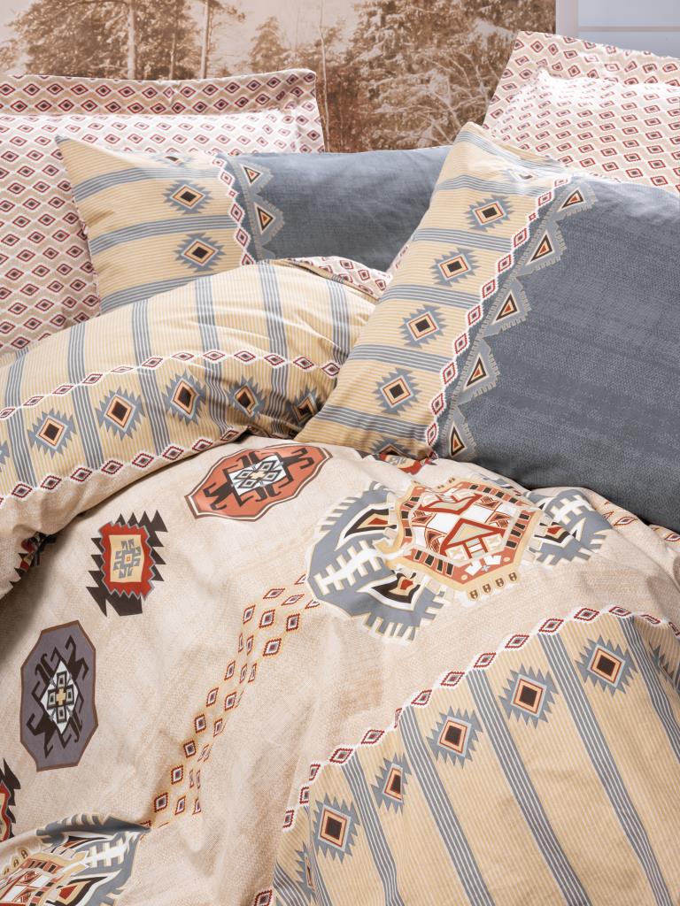 Lenjerie de Pat 2 Persoane Ethnic Dakota Gri