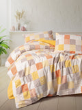Lenjerie de Pat 2 Persoane din Flanel Palm Mustar