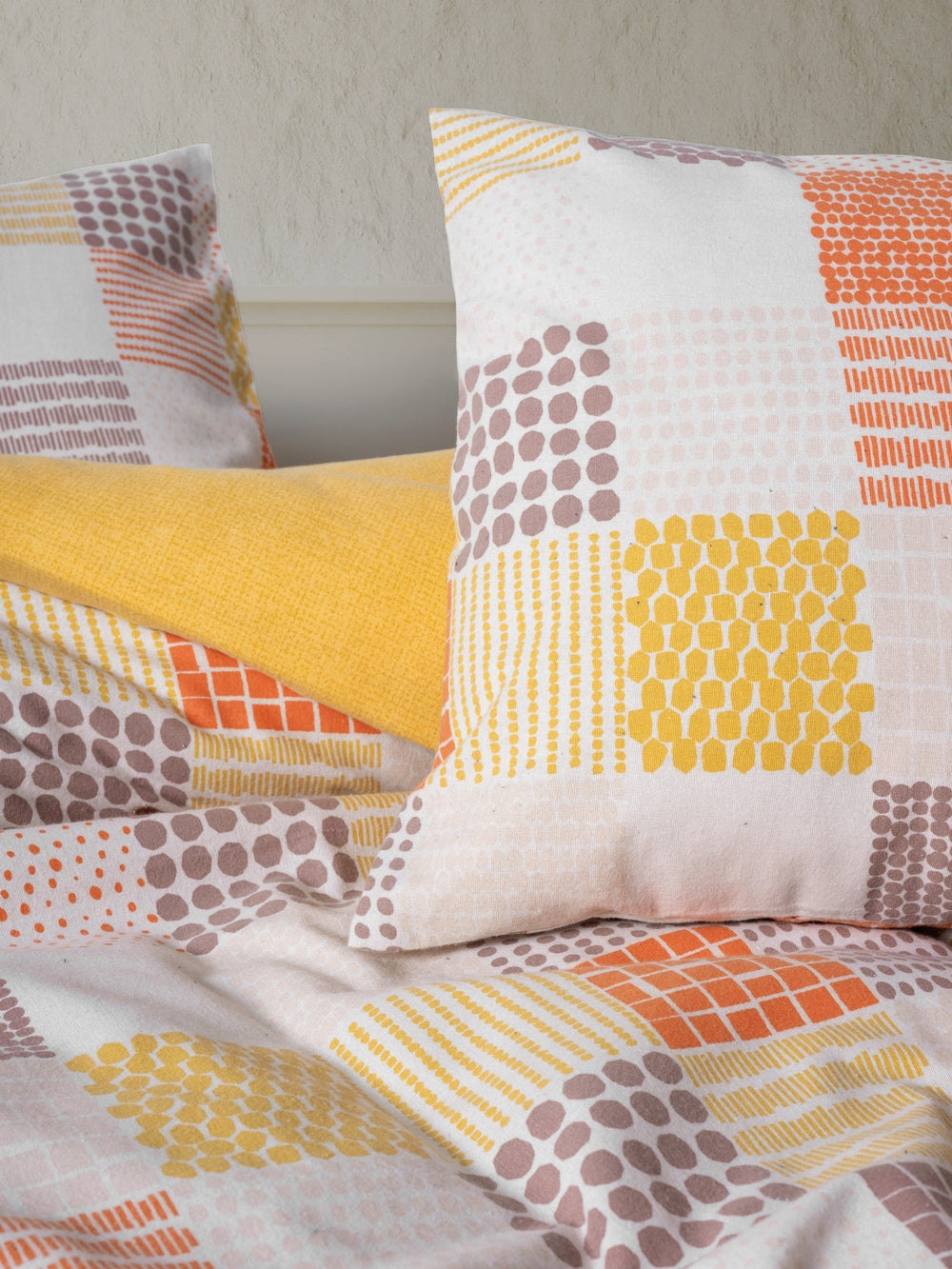 Lenjerie de Pat 2 Persoane din Flanel Palm Mustar