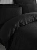 Lenjerie de Pat 2 Persoane din Satin Jacquard Dama Negru