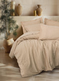 Lenjerie de Pat 2 Persoane din Satin Jacquard Florita Bej