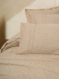 Lenjerie de Pat 2 Persoane din Satin Jacquard Florita Bej