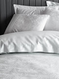 Lenjerie de Pat 2 Persoane din Satin Jacquard Leaf Albastru Gheata