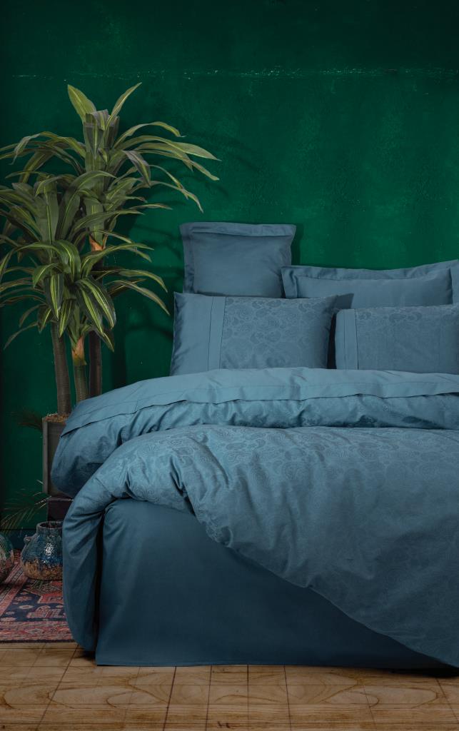 Lenjerie de Pat 2 Persoane din Satin Jacquard Sante Petrol
