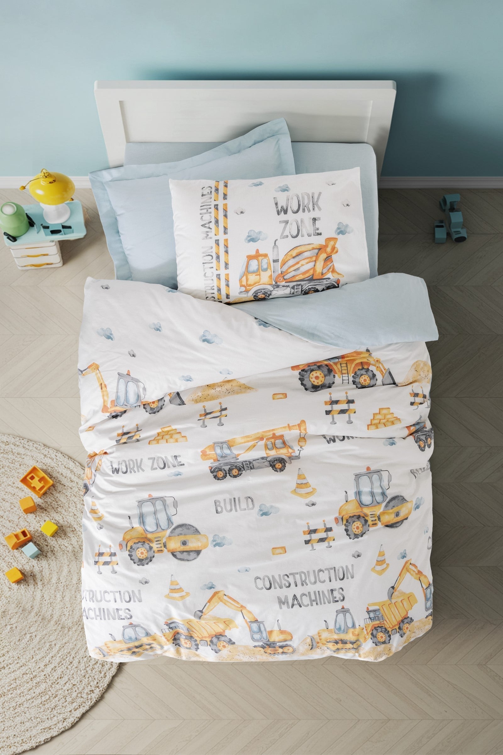 Lenjerie de Pat 1 Persoana Junior Buildo Albastru