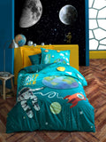 Lenjerie de Pat 1 Persoana Junior Little Astronaut Turcoaz