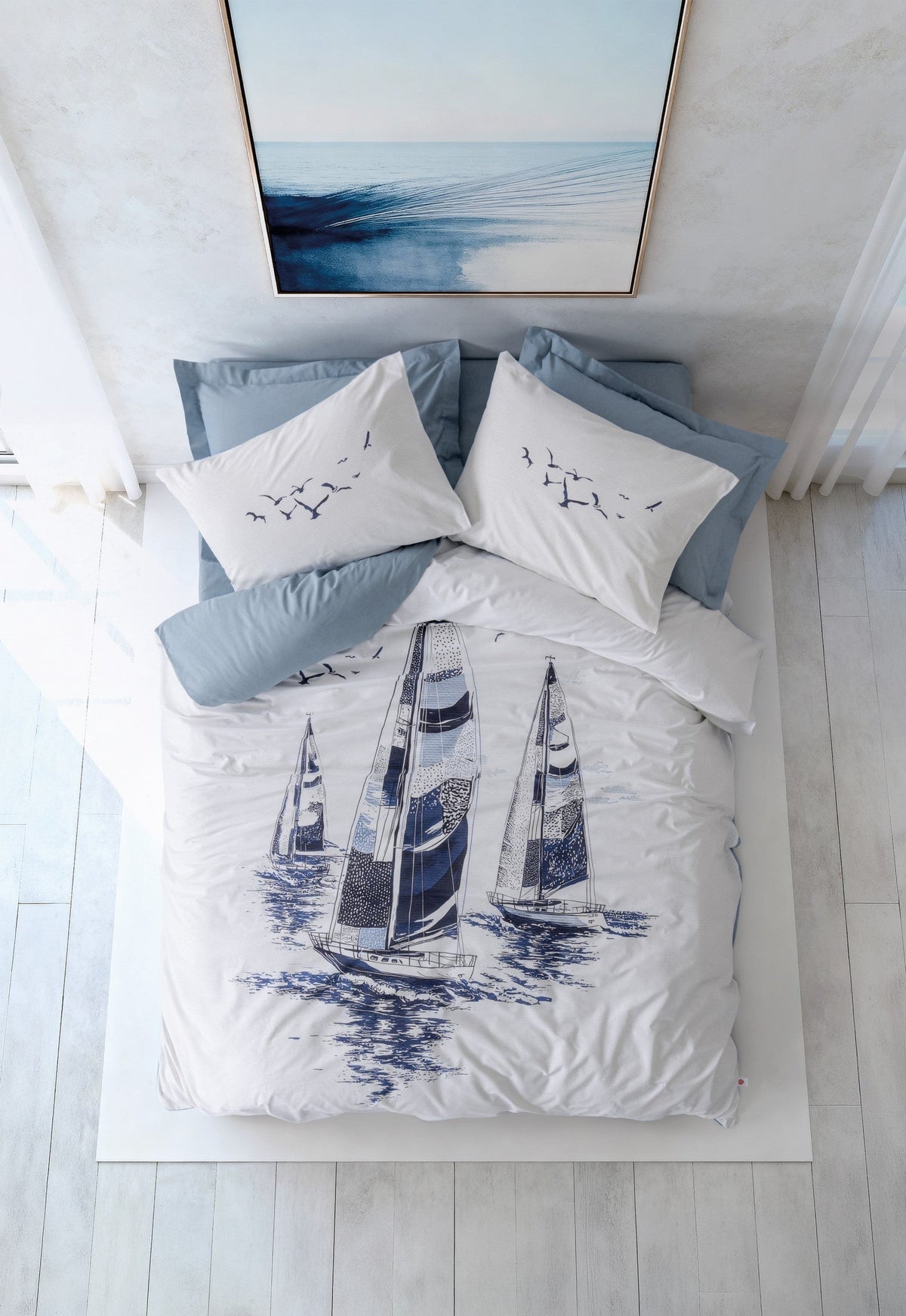 Lenjerie de Pat 2 Persoane Maritime Skipper Indigo